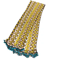 美品 MISSONI ミッソーニ 総柄 マフラー ストール イエロー ブラウン レディース 古着 中古 USED