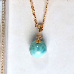 天然石ラリマー 大粒17ミリ ネックレス ハンドメイド - メルカリ