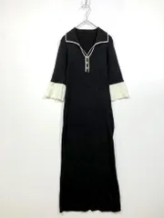 ROYAL PARTY ロイヤルパーティー 襟付き 配色ニット タイト ワンピース sizeF/黒 ■■レディース