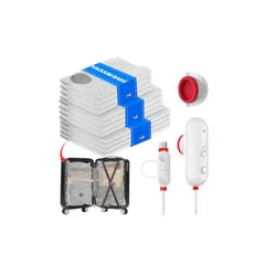 Vacbird 旅行用圧縮袋 12枚入 衣類 圧縮袋 USB給電 電動ポンプ付き 衣類収納 真空収納袋 圧縮袋 ポンプ 吸引機 真空 スペース節約 服 圧縮袋 旅行 引越し 出張 整理 海外/修学/家族旅行 荷物 便利グッズ 40*40*4枚 /40*50*4