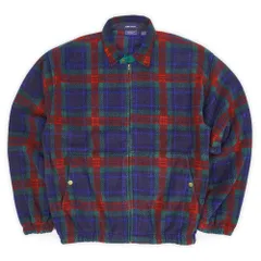 ヴァンヒューゼン VAN HEUSEN 90s 90年代 チンストラップ フリース スウィングトップ ブルゾン 短丈 珍品 USA ヴィンテージ アメリカ 古着 メンズ コート ジャケット ネイビー系 チェック柄 L【中古】