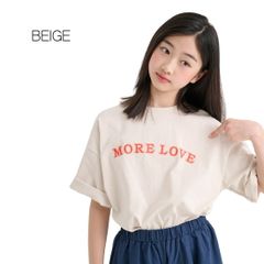 ベージュ MINIROI 半袖 Tシャツ 女の子 クルーネック ゆるシルエット ドロップショルダー だぼっと おしゃれ ラフ 春夏 こなれ感 韓国子供服 110cm 120cm 130cm 140cm 150cm