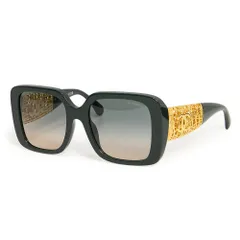 シャネル スクエア シェイプ アイウェア ココマーク サングラス メガネ 眼鏡 アセテート メタル グリーン ゴールド金具 5532-A CHANEL（美品）