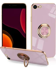 ★iPhone SE2/SE3/8/7 用の ケース リング付き 電気メッキシリコーン 携帯ケース iPhone SE 第2世代 第3世代 ケース 耐衝撃 スタンド機能 車載ホルダー スマホケース マグネット