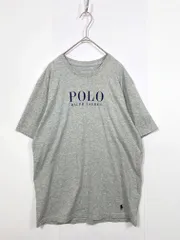美品 POLO RALPH LAUREN ポロ ラルフローレン 半袖 ロゴ Tシャツ ルームウェア sizeL/グレー  ■■メンズ