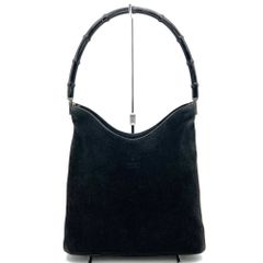 GUCCI 黒 スエード ショルダーバッグ バンブー グッチ GUCCI グッチ 001 3244 バンブー ショルダーバッグ スエード ブラック