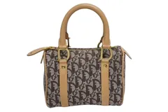 Christian Dior クリスチャンディオール トロッター ハンドバッグ ミニボストンバッグ ブラウン キャンバス 美品 中古 4b010999