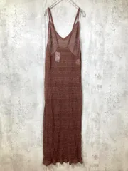 新品 Doux archives ドゥアルシーヴ DA-0047 定価12100円 透かし 柄ニット キャミソール ワンピース sizeF/茶 ■■レディース