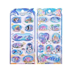 ウォーターシール 3d立体 シャカシャカ ぷくぷくシール キラキラ 手帳用装飾 DIY 飾りノートパソコン水差し化粧鏡水差し (シーワールド2枚B) 1