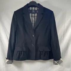 EF1229-11-1 BUBERRY 【美品】バーバリー ロンドン テーラードジャケット 170A ノバチェック裏地 黒 レディース