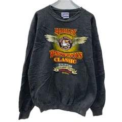 メキシコ製 Hanes プリントスウェット トレーナー M ダークグレー ヘインズ プルオーバー ビッグプリント スウェット 秋物 a712-6849