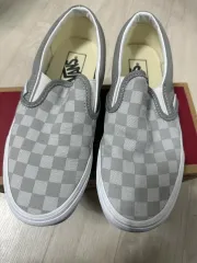 6 5 VANS ヴァンズ スリッポン チェッカーボード グレー スニーカー
