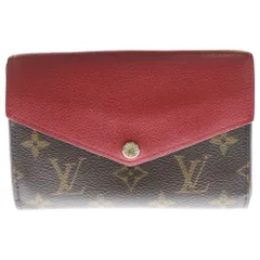 LOUIS VUITTON (ルイヴィトン) ポルトフォイユ パラス コンパクト モノグラム PVC レザー ウォレット 二つ折り財布 ゴールド金具 ブラウン/レッド M60140