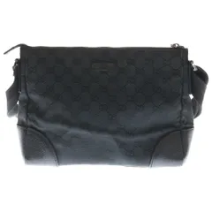 GUCCI (グッチ) GGキャンバス レザー切替 ショルダーバッグ 114273 ブラック