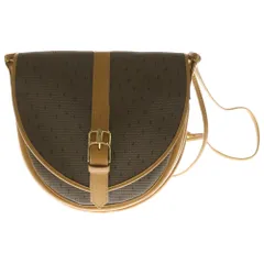 YVES SAINT LAURENT (イヴサンローラン) ロゴ刻印 レザーショルダーバッグ レディース ブラウン