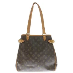 LOUIS VUITTON (ルイヴィトン) モノグラム バティニョール ヴェルティカル トートバッグ ハンドバッグ ブラウン レザー×PVC M51153 ゴールド金具