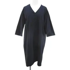 ジャーナルスタンダード レリューム JOURNAL STANDARD relume 半袖 ワンピース ひざ丈 Vネック F 紺系 ネイビー 後ろタック サイドポケット