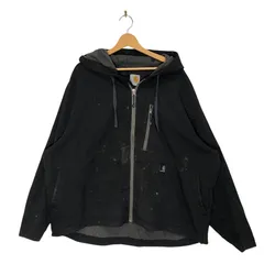 Carhartt カーハート フルジップ ソフトシェルジャケット フーディー アウター ワンポイント刺繡 オーバーサイズ ビッグシルエット CHINA製 2XLサイズ ブラック