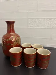 新品未使用レトロな九谷焼 永楽の酒器セット