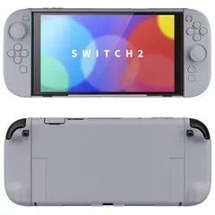 PlayVital Nintendo Switch 2（2025）対応ハードカバー 保護ケース 付けたままドックに対応 折りたたみ式スタンド＆親指グリップ付き?【グレー】 1