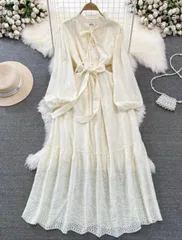 秋冬コーデ❤️ロングワンピース ドレス パーティー　レディース　長袖　レース