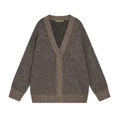 新品未使用 h 春秋 ニット カーディガン ジャケット  配色切替 レトロ風 ニットブルゾン メンズ 長袖 カジュアル 復古 百搭 トップス