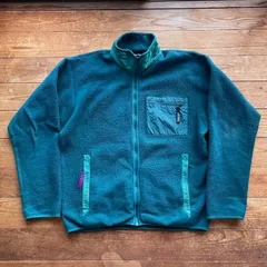 80's Patagonia zip up fleece jacket. 古着　パタゴニア　グリーン　フリースカーディガン　ジップアップ　緑　L