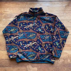 90's Patagonia SYNCHILLA Snap-T Pullover . 古着　パタゴニア　カメ　ワニ　総柄　スナップT フリース　FA98 1998年製