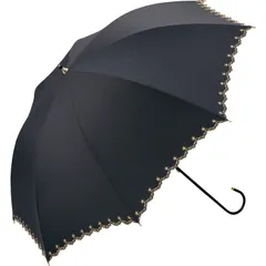 【2025】Wpc. 日傘 遮光星柄スカラップ ブラック ≪遮光率100%/UVカット率100%/・UPF50＋/遮熱/晴雨兼用≫ 長傘 通勤 通学 旅行 オシャレ 可愛い 女性 レディース 81-17994-101