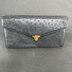 美品 オーストリッチ チェーンショルダーバッグ クラッチバッグ 