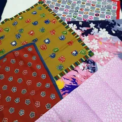 【未使用品】和柄  小風呂敷 5枚セット デザイン いろいろ 50cmくらいの使い易さ  良好品  Q848