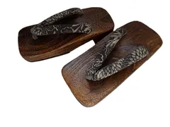 ●【新品】桐下駄/mo-K-77-6758/高級感/落ち着いた/木目の美しい/木製台/和柄/鼻緒/和装/夏祭り/花火大会/季節/イベント/浴衣/着物/和装