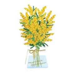 【クロネコゆうパケット】 春カード（多目的） レーザーミモザ花瓶 S1304/683027 立体カード 多用途 グリーティングカード サンリオ