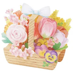 【クロネコゆうパケット】 春カード（多目的） 花かごに春の花いっぱい S1311/718335 立体カード 多用途 グリーティングカード サンリオ