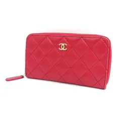CHANEL / シャネル ◆ラムスキン ラウンドファスナー財布 レッド コンパクト 【財布/サイフ/ウォレット/wallet/コイン】 ブランド