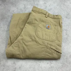 カーハート　ダックパンツ　ワークパンツ　裏起毛　極太　古着　ベージュ　W44