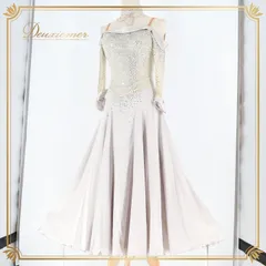 社交ダンス 衣装 スタンダードドレス ワンピース ドレス スタンダード 灰 デモ 競技 ダンス パーティ 発表会 綺麗 グレイ系 明るめグレー おしゃれ デザイン スタイル シンプル エレガント レディースドレス フォーマル パーティードレス 大人用