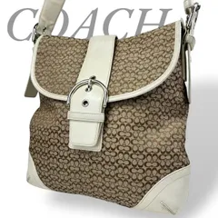 【B4239】 COACH コーチ 6377 ショルダーバッグ キャンバス レザー ソーホー ブラウン ホワイト シグネチャー 総柄