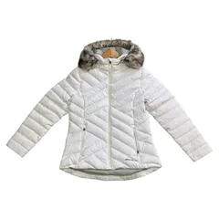 ZK12 エディーバウアー　Eddie Bauer 　ダウンジャケット ホワイト 白 フード ファー ダウン80% フェザー20% Ref23512297レディース　サイズPS