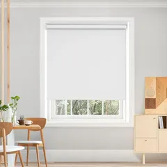 Deconovo プルコード式 ロールスクリーン 幅60cm 丈135cm ホワイト ロールカーテン 1級遮光 100%遮光 保温 断熱 遮熱 防音 防寒 UVカット