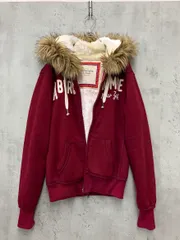 Abercrombie&Fitch アバクロンビー＆フィッチ フードファー付 裏ファーボア ジップアップ パーカー sizeM/ワイン ◆■ メンズ
