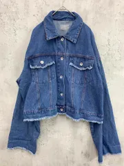 le ELMi ルエルミ フリンジ ワイド ロールアップ Gジャン デニム ジャケット sizeF/ブルー ■■ レディース