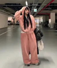 冬新作) ふわふわ PIGMENT ピグメント 両面起毛 セットアップ コーデ、ピグメントウォッシュ、ユニセックス