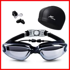 トスイムキャップ 鼻ベル 耳栓 付き 曇り防止 調節可能 フィットネス UVカット 海水浴 水泳 ゴーグル 競泳 水中眼鏡 スイム スイミング ゴーグル - レディース メンズ スイミングゴーグル 男女兼用