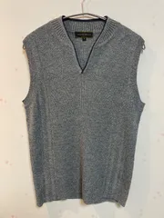 Vネック ニット トップス レディース ウール50% アクリル50% グレー M