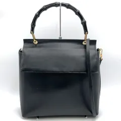 【お値下げしました！】GUCCI グッチ  001 1998 ハンドバッグ ショルダーバッグ バンブー 2WAY レザー ブラック 黒 ヴィンテージ オールドグッチ レディース メンズ ブランド USED
