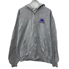 メキシコ製 Champion プリントスウェット パーカー L グレー ブルー チャンピオン ジップアップ フーディー ジップパーカー 秋物 a712-6929