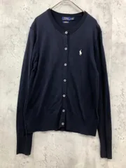 POLO RALPH LAUREN ポロ ラルフローレン WASHABLE PIMA COTTON クルーネック カーディガン sizeM/紺 ■■◎レディース