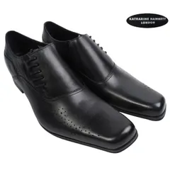 新品 KATHARINE HAMNETT LONDON キャサリンハムネット ロンドン 本革レザー ビジネス シューズ  27cmブラック(BLK) 3937