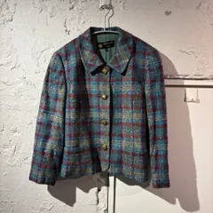 HARDY AMIES	ハーディエイミス Tweed Jacket ツイードジャケット 141237 グリーン系 size:9号【表参道A12】